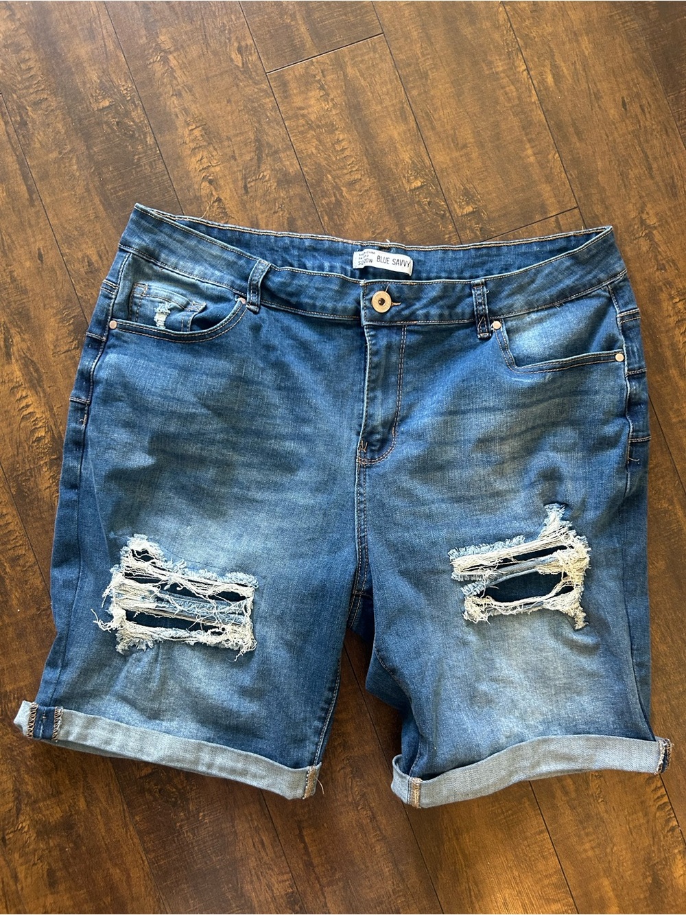 Distressed Denim Women’s Shorts - Blue